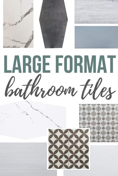 Do you love the look of large format tile ? In this post, you will see 9 ideas for large bathroom tiles and a guide of everything you need to know about large format tile! #bathroom #largetile #tileideas #inspiration #bathroomrenovation Large Bathroom Tiles, 12x24 Tile Patterns, Tile Layout Patterns, Shiplap Bathroom Wall, Large Tile Bathroom, Shower Floor Tile Ideas, Large Shower Tile, Large Floor Tiles, Shiplap Bathroom