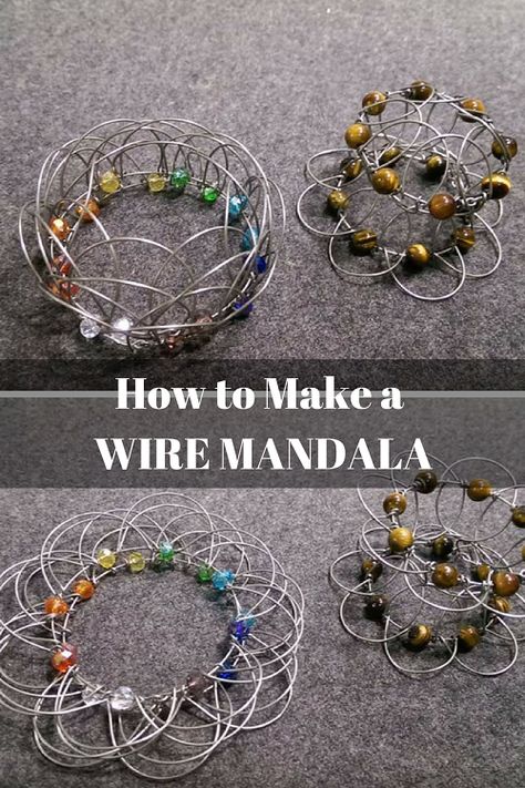 How to Make 3D Wire Mandala Tutorials | What Do Those Shapes Mean? ~ The Beading Gem's Journal Wire Mandala Bracelet, Diy Wire Shapes, Kinetic Fidget Sphere Diy, Wire Crafts Easy Simple, Wire Mandala Tutorials, Wire Work Jewelry Tutorials Free, Wire Art Tutorial, Wire Art Ideas, Wire Mandala