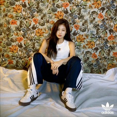 BLACKPINK Jennie for Adidas Adidas Photoshoot, Blackpink Adidas, Adidas Sambarose, J Pop, Jennie Kim Blackpink, Adidas Outfit, Kim Jisoo, Blackpink Fashion, Lalisa Manoban