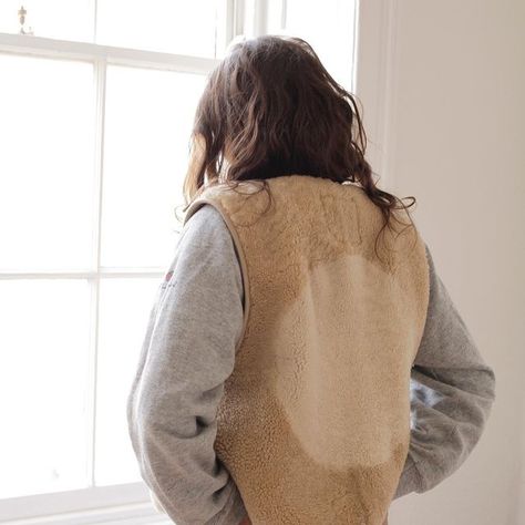 @milena_silvano on Instagram: "🌝 happynew year friends 🌝 I'm back at the studio & found a batch of sheepskins perfect for the moon vests, so guess what? we are making more. keep an eye here, or subscribe to the newsletter to be notified when they go online. ✨" Sheepskin Vest, Vest Handmade, Maximalist Style, Woman Vest, Sea Ny, Joah Brown, Reversible Vest, Im Back, An Eye