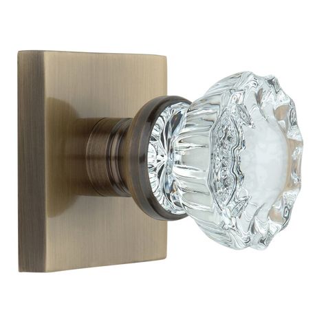 KnoxxHardware Crystal Passage Door Knob with Square Rosette | Wayfair Baldwin Door Hardware, Crystal Door Knob, Interior Door Knobs, Glass Closet, Crystal Door Knobs, Brass Knob, Glass Door Knobs, Door Sets, Glass Knobs