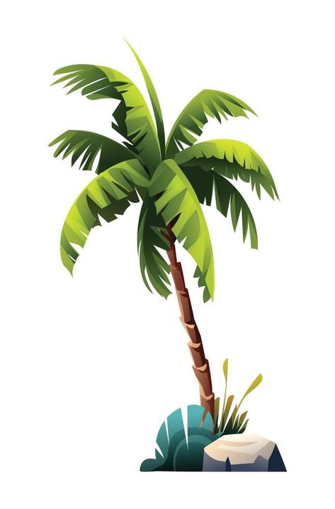 Tropical coconut palm tree illustration in cartoon style Coconut Tree Illustration, Palm Tree Illustration, Tropical Clipart, Palm Tree Vector, Coconut Palm Tree, Coconut Palm, Tree Saw, Tree Illustration, Heart Tree