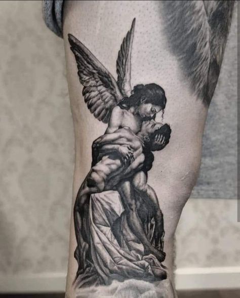 Unique Minimalist Tattoo, Backpiece Tattoo, Angel Tattoos, Surreal Tattoo, Statue Tattoo, Tasteful Tattoos, Sweet Tattoos, Greek Tattoos, Tattoo Style Drawings