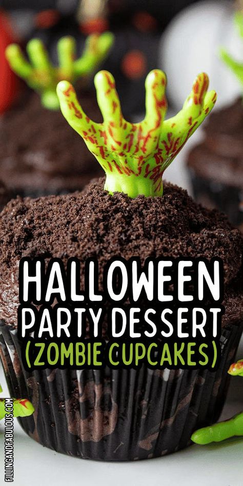 These zombie cupcakes make the perfect easy Halloween party dessert idea that everyone will love! With fun zombie hands, these Halloween cupcakes are a hit at any celebration. Get inspired with this easy Halloween cupcake idea and serve up some spooky Halloween dessert cupcakes this season! Halloween Dessert Cupcakes, Easy Halloween Party Dessert, Zombie Cupcakes, Halloween Party Desserts, Spooky Halloween Desserts, Zombie Hands, Easy Halloween Party, Halloween Party Snacks, Halloween Dessert