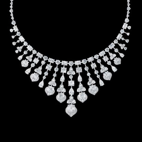 The rose cut diamonds beloved of Jeremy Morris, who revived the popularity of the cut over 20 years ago, make another appearance in the stunning Monsoon white diamond necklace and earrings set, which together comprise over 55 carats of scintillating rose cut, cushion, pear-shape, round and oval white diamonds in a fluid, droplet-inspired silhouette. Diamond Necklace And Earrings Set, Expensive Accessories, Simple Diamond Jewelry, Crochet With Wire, Elven Tree, High Jewelry Necklace, Diamond Necklace And Earrings, Expensive Necklaces, Western Necklace