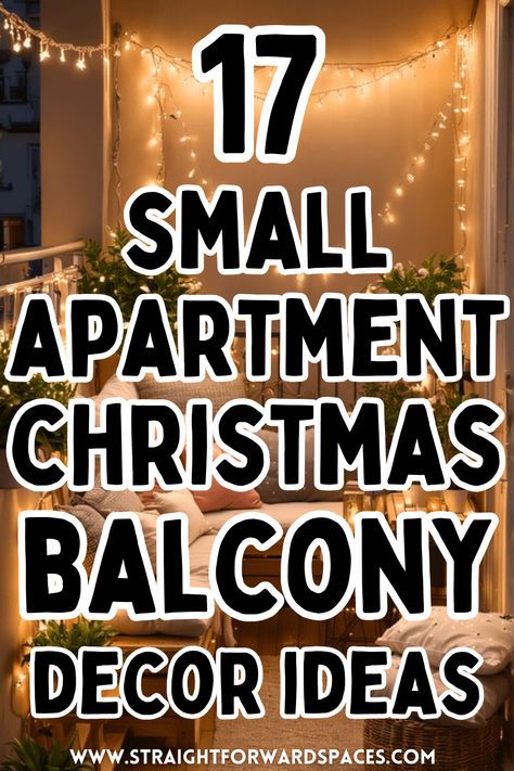 Balcony Lantern Ideas, Balcony Ideas For Christmas, Christmas Decor Patio Apartment, String Lights On Apartment Balcony, Christmas Lights Apartment Balcony, Christmas Lights For Balcony, Balcony Lights Christmas, Small Christmas Apartment, Indoor Balcony Christmas Decor