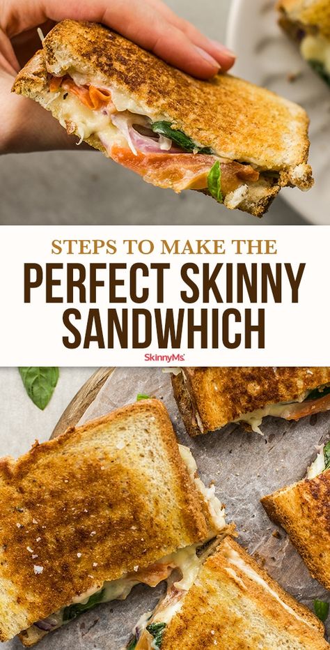 Are you looking for a formula to construct the perfect skinny sandwich? We've got it! Use this template to create a low-calorie, low-carb sandwich. Panini Recipes Healthy, Low Calorie Sandwich, Low Cal Lunch, Sandwich Wraps Recipes, Low Calorie Lunches, Low Carb Sandwiches, Healthy Sandwich Recipes, Low Calorie Breakfast, Healthy Sandwiches