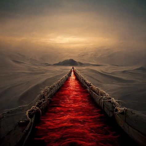 Red river flowing straight Fantasy River, Blood River, Astral Realm, Age Photography, House Of Hades, Durga Picture, Water Projects, Fantasy Background, Album Art Design