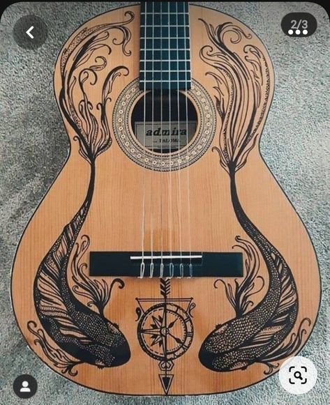 Decorated Guitar, Painted Ukulele, Ukulele Design, Guitar Artwork, Ukulele Art, Custom Guitar Picks, Instruments Art, Electric Guitar Design, Guitar Painting