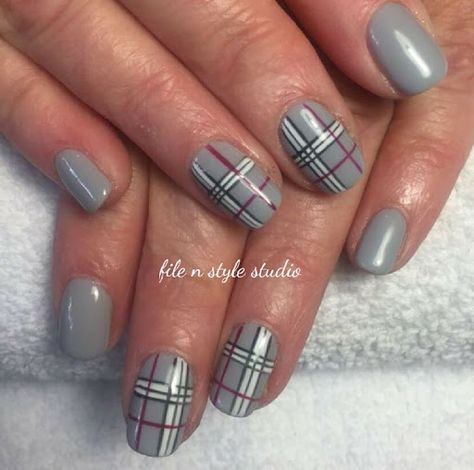 Gray Plaid Nails, Plaid Nails, Dots Nails, Gray Plaid, Dots, Nail Art, Plaid, Nails, Art