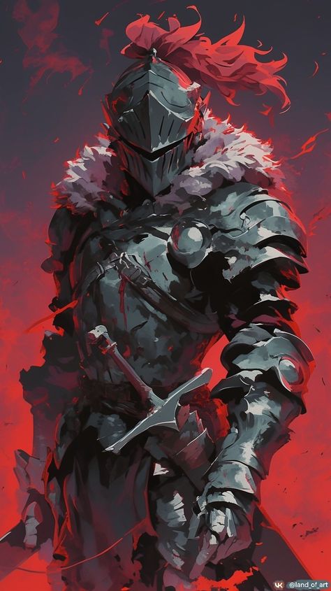 Did you like the art and want it in higher resolution? Follow the link and check out the album - https://t.me/arttach Goblin Berserker, Villain Armor, Goblin Slayer Pfp, Goblin Slayer Wallpaper, Knight Rpg, Knight Fanart, Knight Wallpaper, Helmet Drawing, Goblin Slayer