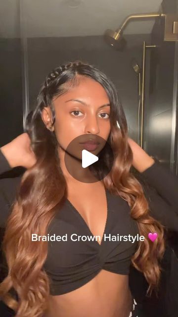 Tee💕🍬 on Instagram: "First try on the Braided Crown Hairstyle 🩷 . . . #hairideas #hairstyles #braidedcrown #hairinspo #hairinfluencer #contentcreator" Crown Braid Hair Down, Hair Styles For Red Carpet, Braid Crown With Curls, How To Do The Braided Headband, Braids Crown Hairstyles, French Braid Headband Tutorial, Cute Hairstyles Headband, How To Do A Braided Crown, Cute Princess Hairstyles