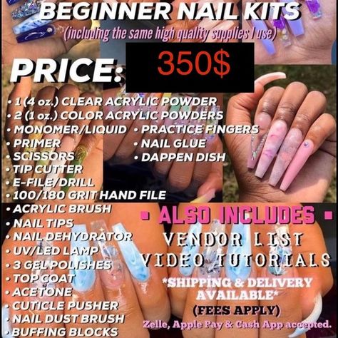 Beginner Nail kits Acrylic Nail Kit For Beginners List, Nail Starter Kit List, Nail Tools Kit, Nail Tech Supply List, Nail Tech List, Nail Tech Starter Kit List, Acrylic Nail Kit For Beginners, Nail Kits For Beginners List, Nail Tech Essentials List