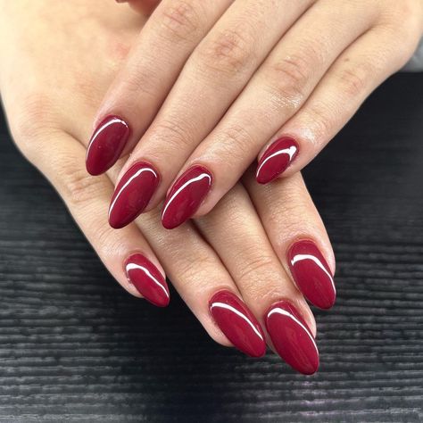 Burgundy Red Almond Nails, Berry Gel Nails, Best Red Nail Color, Dnd Winter Berry, Spring Color Palette Nails, Berry Colour Nails, Frosted Cranberry Nails, Dnd Cherry Berry, True Winter Nail Colors