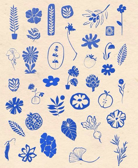 Flower And Fruit Tattoo, Flower Plant Tattoo, Complementary Tattoos, Fiori Art Deco, Blue Ink Tattoos, S Tattoos, Petit Tattoo, Tattoo Patterns, Handpoke Tattoo