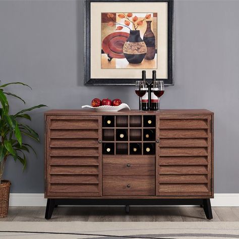 Dover Wine Bar Cabinet Fluted Cabinets, Wooden Wine Cabinet, Dark Wooden Table, House Furniture Ideas, Bar Modern, Row Home, Room Focal Point, Sideboard Drinks Cabinet, Modern Home Bar