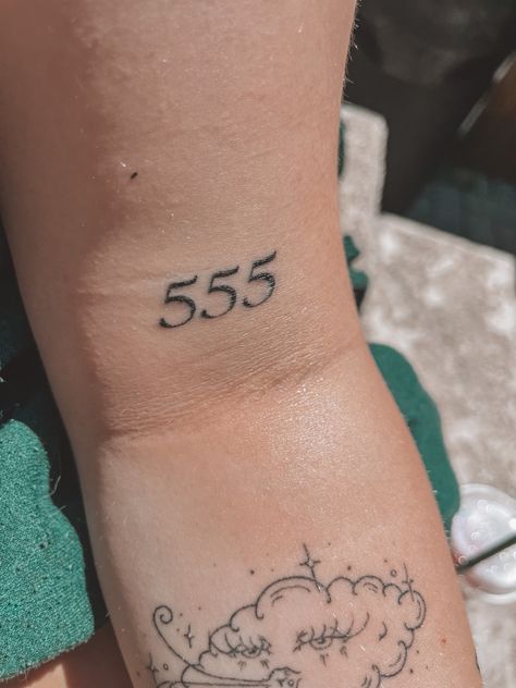 888 Angel Number Tattoo Font, Angel Number 555 Tattoo, Number Tattoo Fine Line, 555 Angel Numbers Tattoo, 555 Tattoo, Pretty Tattoo Ideas, Number Tattoo Fonts, Tattoos 2024, Angel Number Tattoo