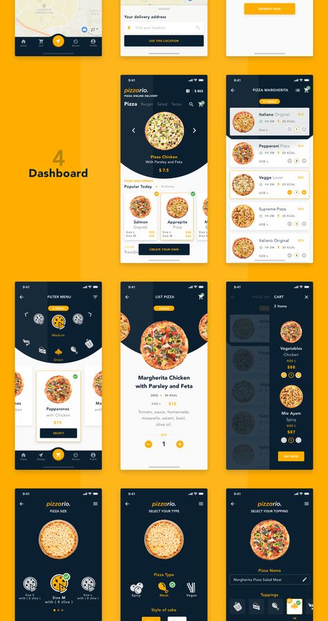 Modern Ui Design, Pizza App, Pizza Takeaway, Takeaway Restaurant, Desain Ux, Ui Design Mobile, Food Web Design, Ui Ux 디자인, Ux App Design