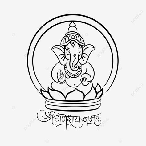 Ganesha Outline, Lord Drawing, Ganpati Drawing, Ganesh Tattoo, Shadi Card, Hindi Calligraphy, Ganesha Drawing, Ganesh Art Paintings, Ganesha Tattoo