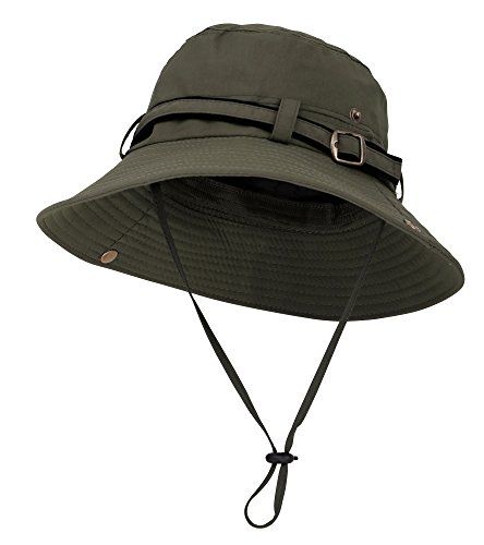 Packable Wide Brim Outdoor Booney Hat w/Chin Strap UPF 50  Sun Protection Booney Hat, Green Sports, Wide Brimmed, Upf 50, Army Green, Sun Protection, 50 %, Sun, Sports