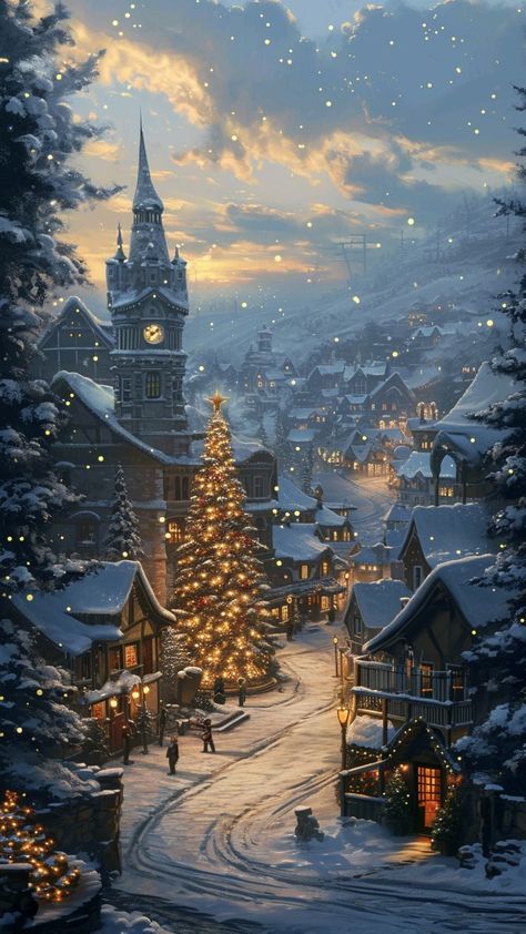 Christmas Fun Ideas, Hairstyles Wallpaper, Frame A Canvas, Thomas Kinkade Christmas, Štědrý Den, Landscape Christmas, Pax Romana, Christmas World, Christmas Landscape