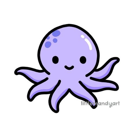 Easy Octopus Drawing, Octopus Sticker, Cute Animal Stickers, Purple Octopus, Octopus Drawing, Cute Easy Doodles, Purple Animals, Cute Octopus, Animal Doodles