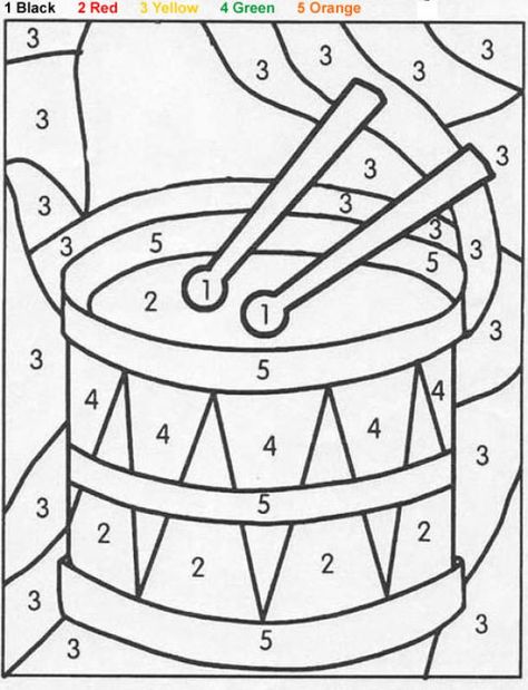 Drum color by number - change to music notes!    For Sunday School lesson. Music Coloring, Color By Number, Coloring Page, Coloring Pages, Music, Color, Colouring Pages