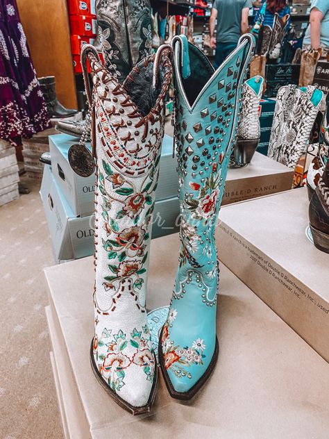 Mermaid Cowboy Boots, Fall Dresses With Cowgirl Boots, Unique Cowgirl Boots, Diy Cowgirl Boots, Turquoise Boots Outfit, Turquoise Cowgirl Boots, Boot Wall, Ranch Boots, Turquoise Boots