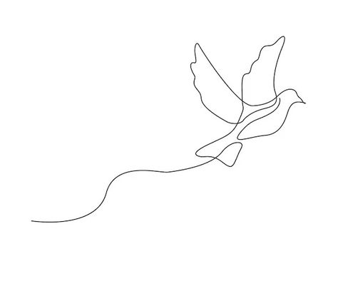 Premium Vector | Vector continuous one line drawing of flying bird minimalist bird pigeon outline design editable active stroke vector Bird Outline Tattoo, Line Art Bird, Continous Line Drawing, Flying Bird Drawing, Bird Minimalist, Pigeon Tattoo, Bird Line Drawing, Bird Outline, Vogel Tattoo