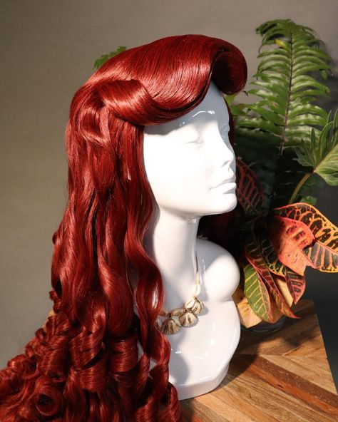 Little Mermaid Hairstyle, Ariel Hairstyle, Ariel Red Hair, Mermaid Wigs, Ariel Wig, Mermaid Wig, Hair Aesthetics, Ariel Hair, Gown Outfit