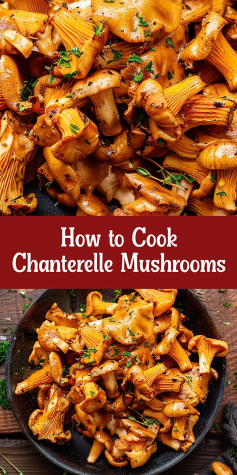 Learn how to cook chanterelle mushrooms with this simple and tasty recipe. Chicken Chanterelle Mushroom Recipes, Chantelle Mushrooms Recipes, Recipes With Chanterelle Mushrooms, Chantrell Mushrooms Recipes Pasta, Vegan Chanterelle Recipes, How To Cook Chanterelle Mushrooms, Chanterelle Mushroom Recipes Vegan, Chanterelles Mushrooms Recipes, Wild Chanterelle Mushroom Recipes