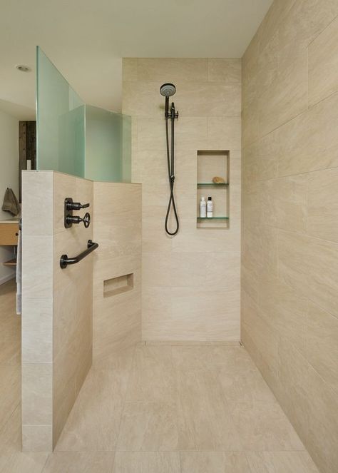 Accessible Bathroom Design, Doorless Shower, Bathroom Shower Design, Accessible Bathroom, Bathroom Redesign, Master Bath Remodel, Bathroom Remodel Designs, Bathroom Remodel Shower, Upstairs Bathrooms