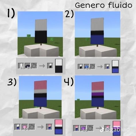 Pride Flag Minecraft Banner Tutorial, Minecraft Pride Flag, Minecraft Pride Banners, Flag Minecraft, Minecraft Pride, Mc Banner, Minecraft Banner Patterns, Gender Fluid Flag, Minecraft Banner