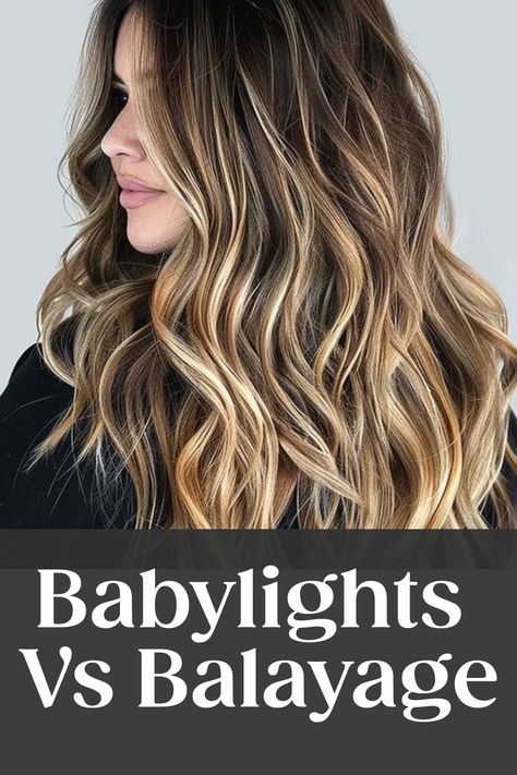 Side profile of a person with highlighted hair, showcasing the difference between babylights and balayage techniques. Babylights Brunette, Baylage Hair, 2024 Hairstyles, Summer Hair Trends, Hair 4c, Curls For Long Hair, Caramel Highlights, Brunette Balayage Hair, Wedding Guest Hairstyles