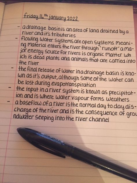 Geomorphology Notes, Neat Writing, Geography Notes, How To Write Neater, Organization Notes, Gcse Geography, School Prep, School Organization Notes, River Basin