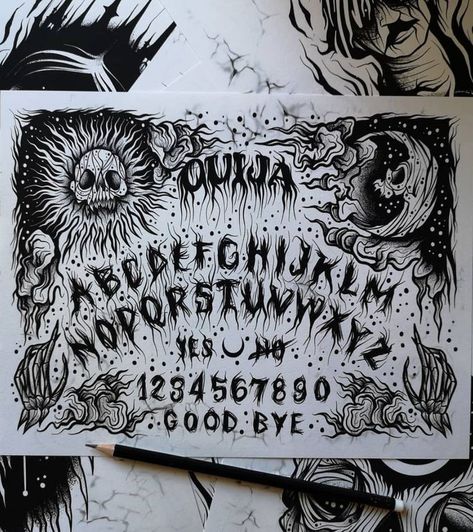 Ouija Tattoo, Tattoo Project, Drawing Quotes, Dark Phone Wallpapers, Ouija Board, Tees For Men, Creepy Art, Flash Art, Book Of Shadows