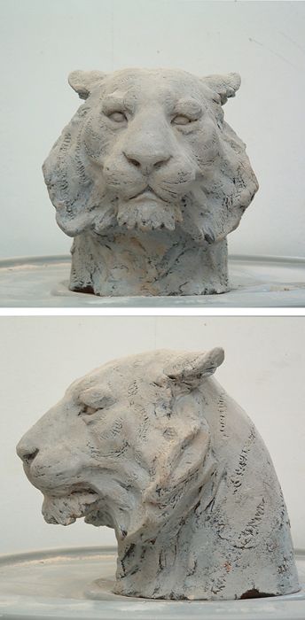 Clay Animal Head Sculpture, Lion Face Sculpture, Cat Head Sculpture, Lion Head Sculpture, Tiger Sculpture, Tiger Head Tattoo, Tiger Statue, Cat Anatomy, Rock Sculpture