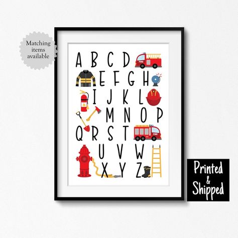 Nursery Room Quotes, Fireman Room, Firefighter Bedroom, Fire Truck Bedroom, Fire Truck Room, Firefighter Room, Truck Bedroom, Abc Nursery, Big Kid Bedroom