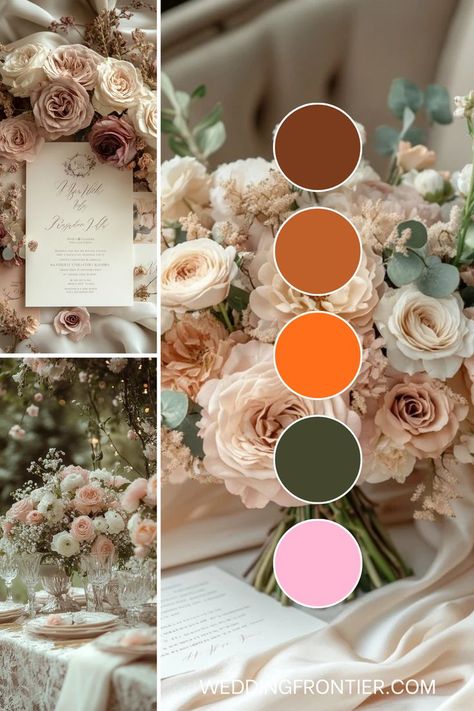 Floral wedding theme ideas for a romantic, garden-inspired setting. Spring Wedding Green Colour Palettes, 2025 Wedding Trends Color Schemes, 2025 Wedding Colors, Wedding Theme Colors Colour Palettes, Spring Wedding Themes, April Wedding Colors, Racing Wedding, May Wedding Colors, Pink Wedding Color Scheme