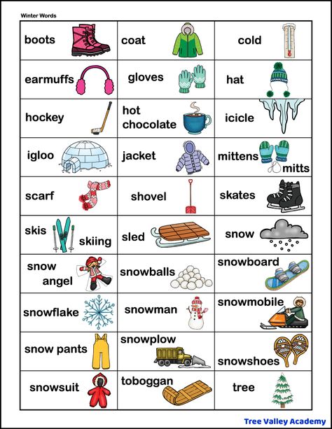 Winter Vocabulary Worksheets, Winter Pictures For Kids, Winter Vocabulary Words, Winter Word Search, Winter Vocabulary, Winter Worksheets, Animals Activities, Weather Vocabulary, Words List