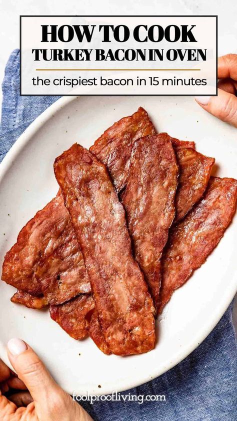 Turkey Bacon In Oven, Turkey Bacon Recipes, Cooking Turkey Bacon, Bacon Recipes For Dinner, Bacon Dinner, Bacon In The Oven, Cooking Bacon, Baked Turkey, Turkey Bacon