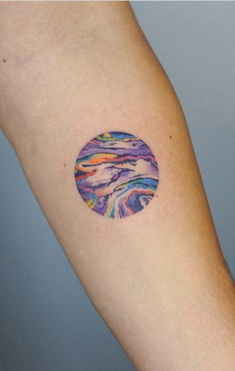 Believe Tattoos, Colorful Tattoo, Abstract Tattoo Designs, Hip Thigh Tattoos, Rainbow Tattoos, Dot Tattoos, Color Marble, Handpoke Tattoo, Small Tattoos Simple