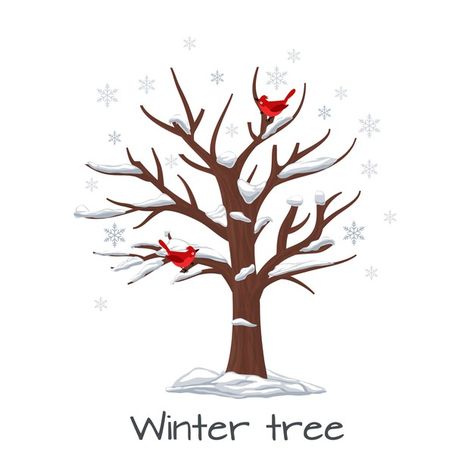 Winter tree with birds. season nature, s... | Free Vector #Freepik #freevector #tree #winter #snow #bird Winter Tree Drawing, Birds Vector, Pine Tree Silhouette, Nature Snow, Wood Snowflake, Violet Background, Christmas Landscape, Christmas Tree Branches, Blue Christmas Tree