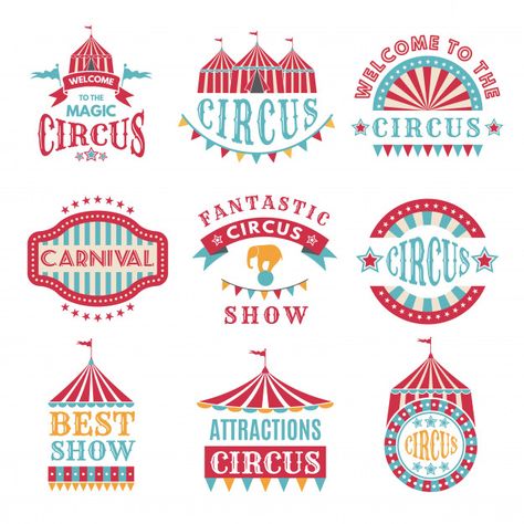 Retro badges or logo set for carnival an... | Premium Vector #Freepik #vector #logo #ribbon #vintage #star Circus Tickets, Circus Design, Carnival Ideas, Carnival Circus, Carnival Themed Party, Carnival Birthday Parties, Carnival Themes, Carnival Birthday, Circus Birthday