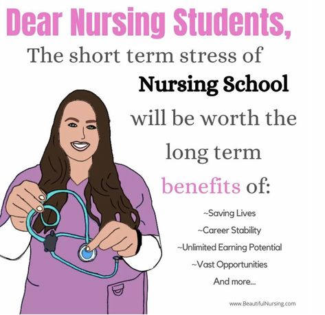 Nursing school quotes and inspiration! Nursing school memes. Nursing school quotes. Nursing student. www.beautifulnursing.com Nursing School Instagram Captions, Positive Quotes For Nursing Students, Nursing Quotes Inspirational Student Motivation, Nursing Student Quotes Inspirational, Nursing School Motivation Quotes, Student Nurse Quotes, Future Lpn, Memes Nursing, Cna Aesthetic