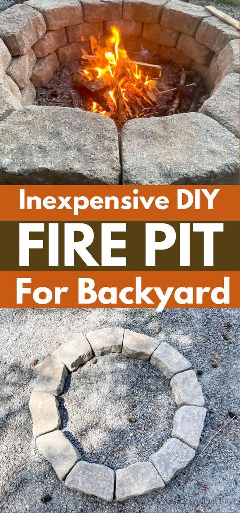 Build this ultra-easy and inexpensive DIY fire pit in your backyard in 20 minutes or less, using concrete blocks. Dyi Fire Pit, Diy Backyard Fire Pit, Fire Pit Sphere, Steel Decor, Make A Fire Pit, How To Build A Fire Pit, Easy Fire Pit, Backyard Fire Pit, Rustic Backyard