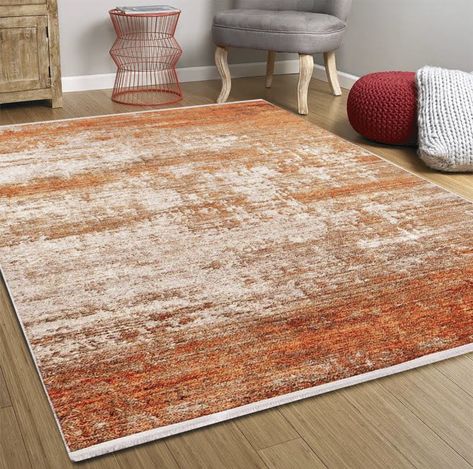 Burnt Orange Rug Kitchen, Orange Feature Wall Living Room, Orange Rug Living Room, Orange Rug Bedroom, Burnt Orange Rug, House Hunting Checklist, Dining Room Lounge, Mustard Rug, Orange Carpet