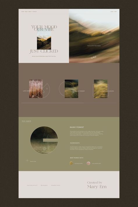 Ecological aesthetic brand and web design for craft Marseille soap company in olive beige and brown tones with oil painting like photography by Mary Em maryyeem Mobile Website Design, Unique Website Design, Modern Website Design, Mobile Website, Website Design Layout, Modern Website, Web Layout Design, Website Layout, Web Layout