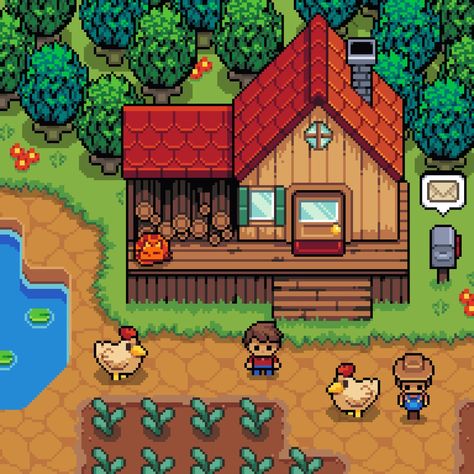 Pixel Art Garden, Top Down House Pixel Art, Pixel House, Top Down Pixel Game, Top Down Rpg Pixel Art, Pixel Dungeon, Pixel Art Tileset Platformer, Pokemon Sprites, Indie Game Art