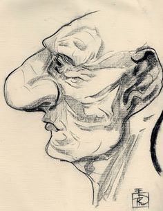 Big Nose Sketch, Roman Nose Front View, Big Nose Drawing, Grotesque Art, Cartoon Noses, Illustrations Ideas, Cartoon Pencil, Smile Drawing, Paper Sketch